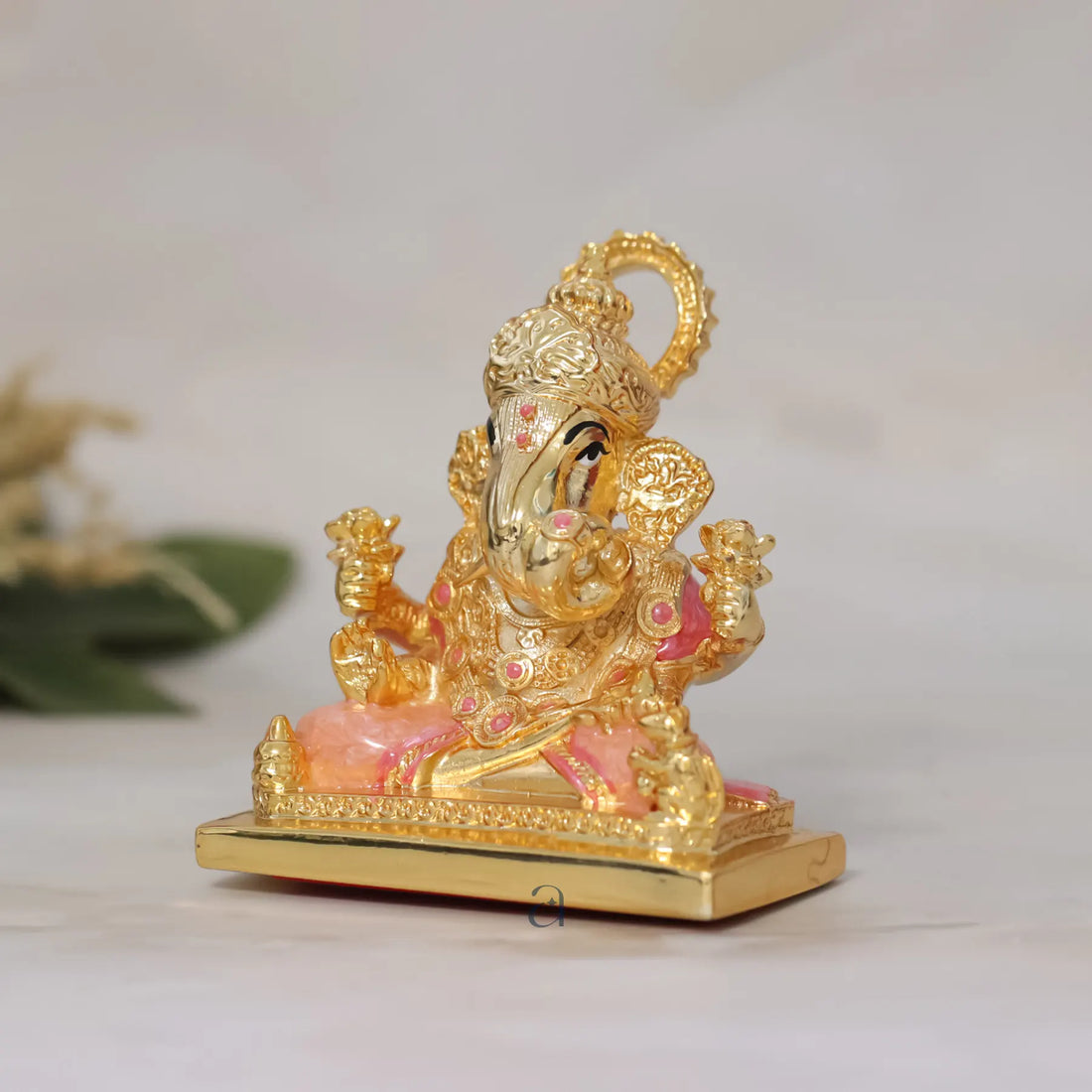 Golden Pink Lord Ganesha Idol