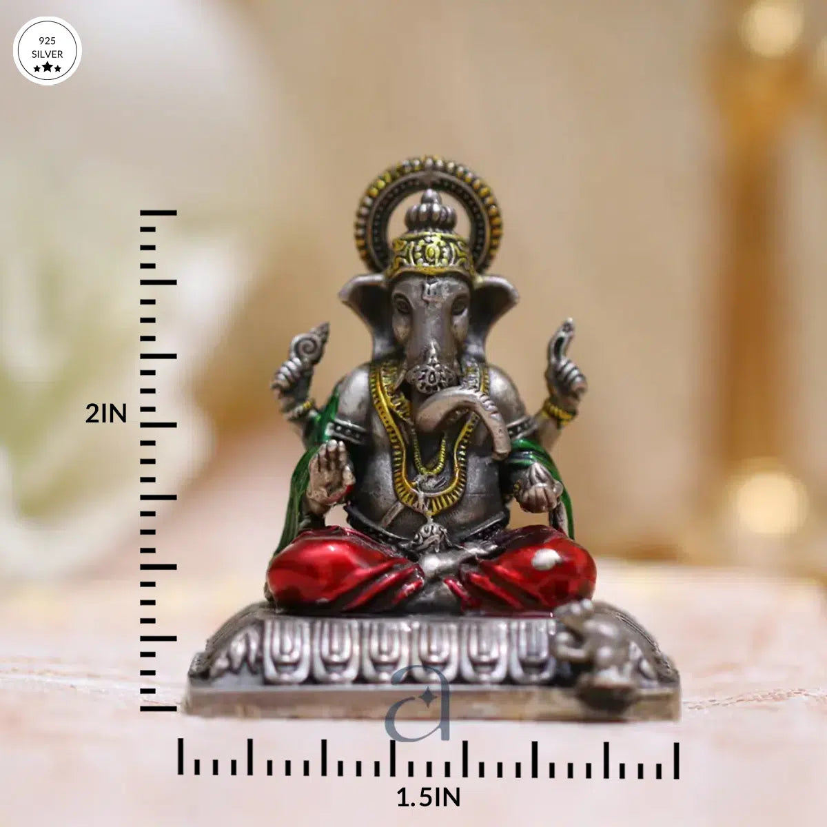 Artisan Crafted 925 Silver Ganesha Idol