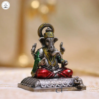 Artisan Crafted 925 Silver Ganesha Idol