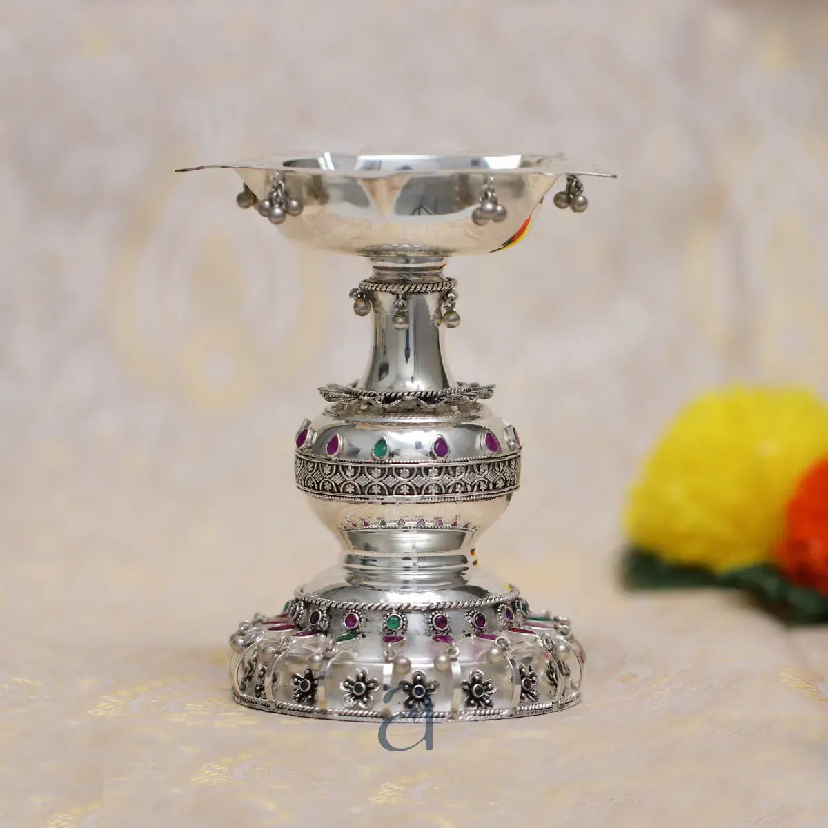 925 Antique Silver Decorated Niranjan