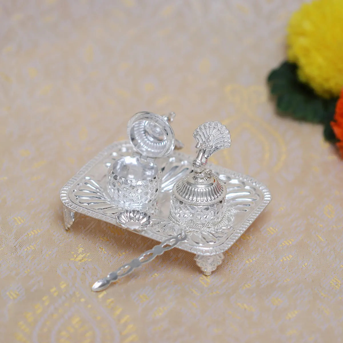 Silver Haldi Kumkum Karanda