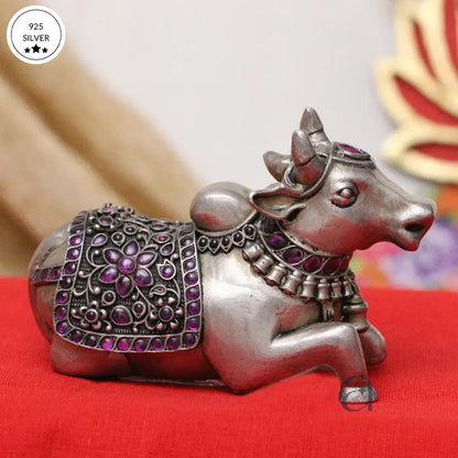 925 Stone Embedded Silver Nandi