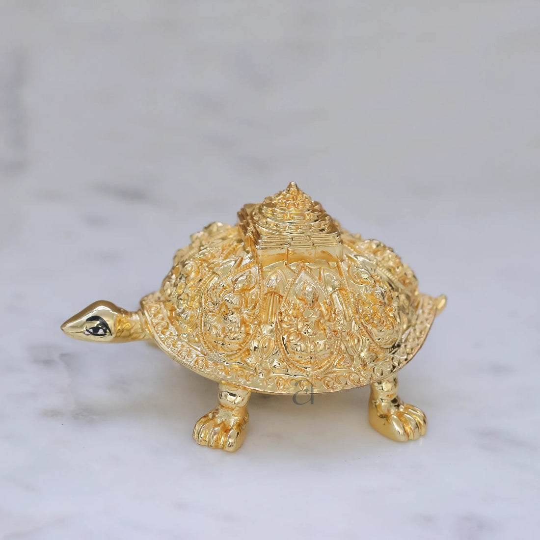 Golden Ashtalakshmi Tortoise with Shree Yantra (Showpiece)