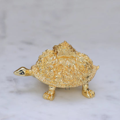 Golden Ashtalakshmi Tortoise with Shree Yantra (Showpiece)