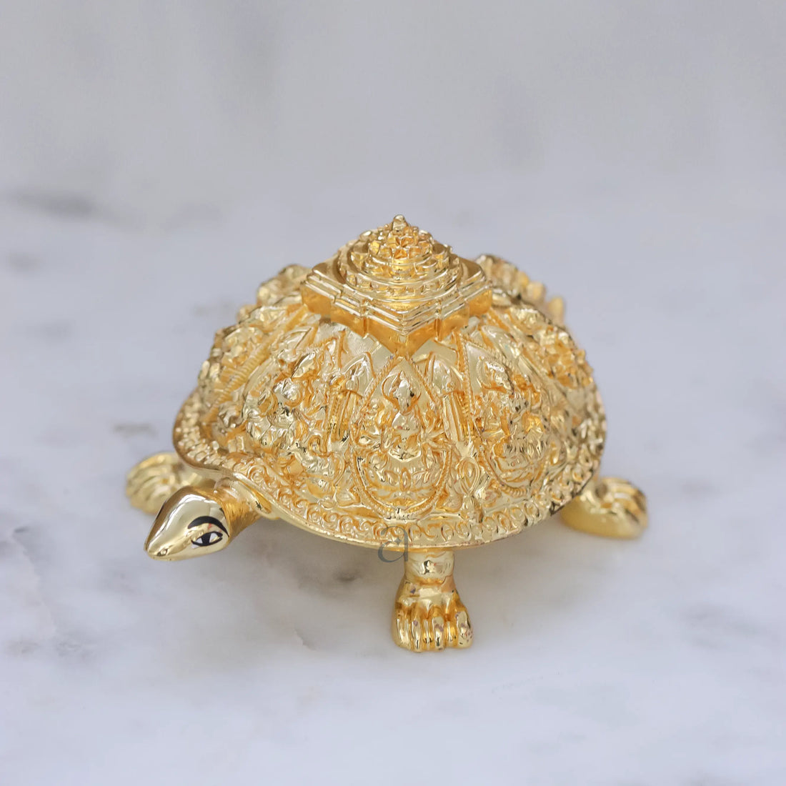 Golden Ashtalakshmi Tortoise with Shree Yantra (Showpiece)