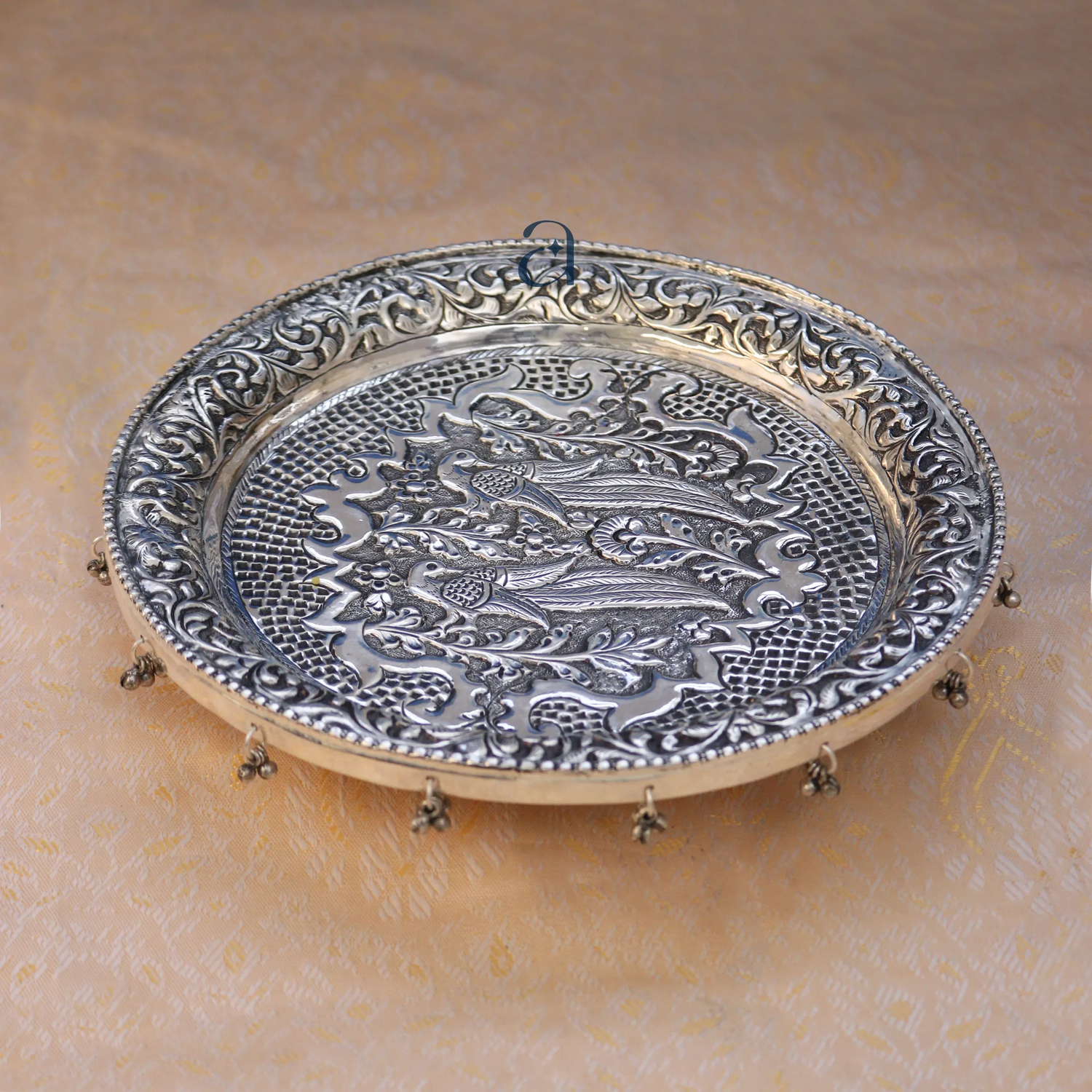 Elegant Silver Puja Thali