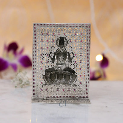 Silver Saraswati Idol Frame