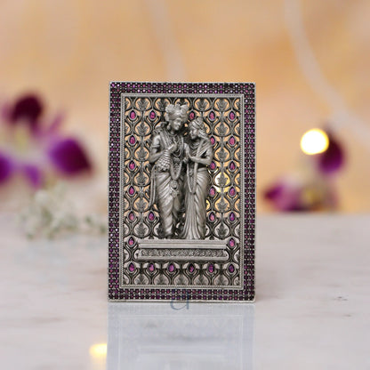 Silver Radha Krishna Idol Frame