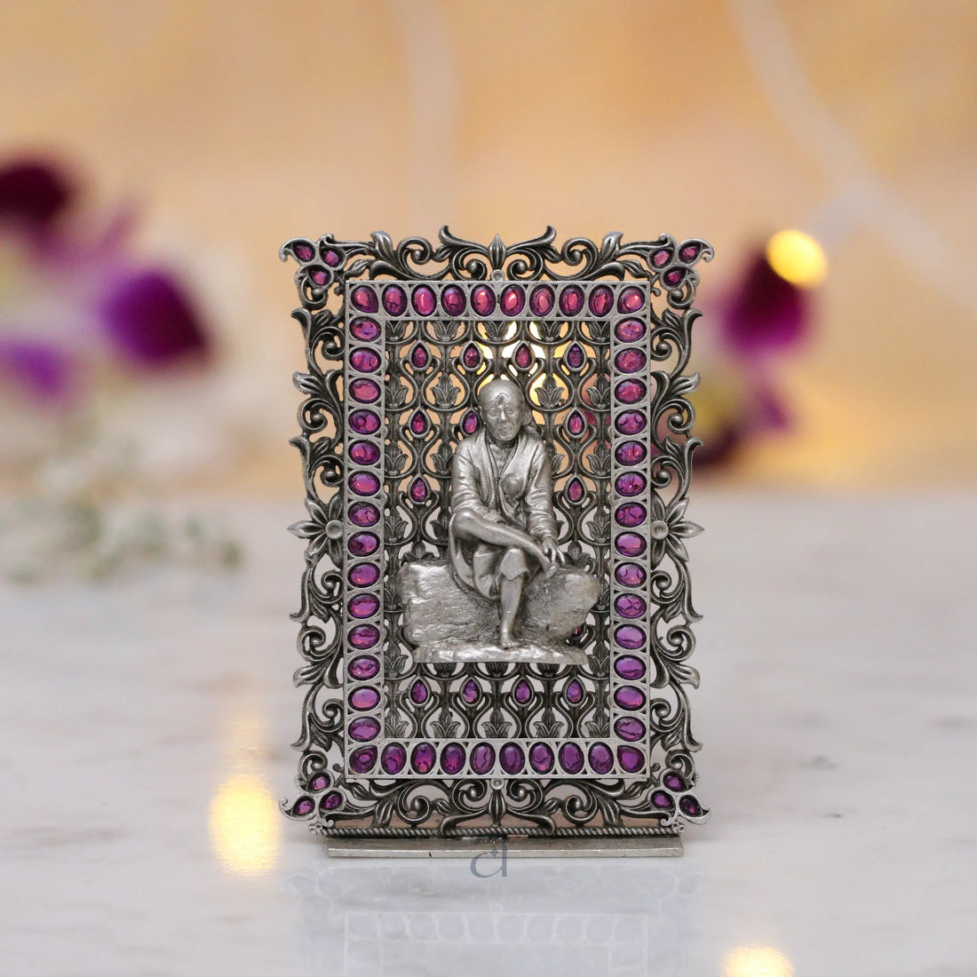 Silver Sai Baba Idol Frame