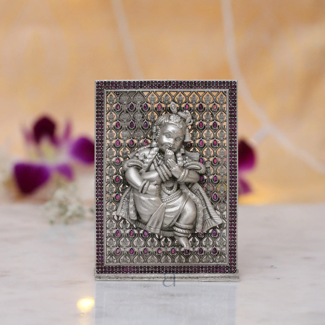 Silver Bal Gopal Idol with Frame