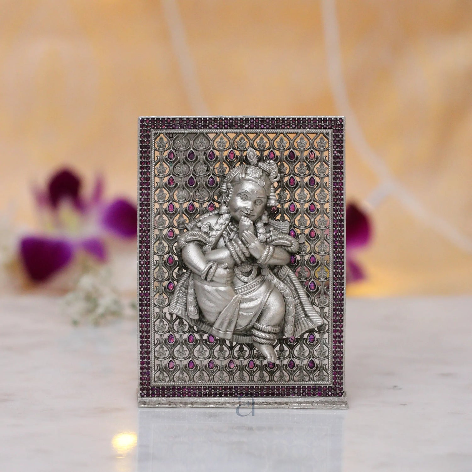 Silver Bal Gopal Idol with Frame
