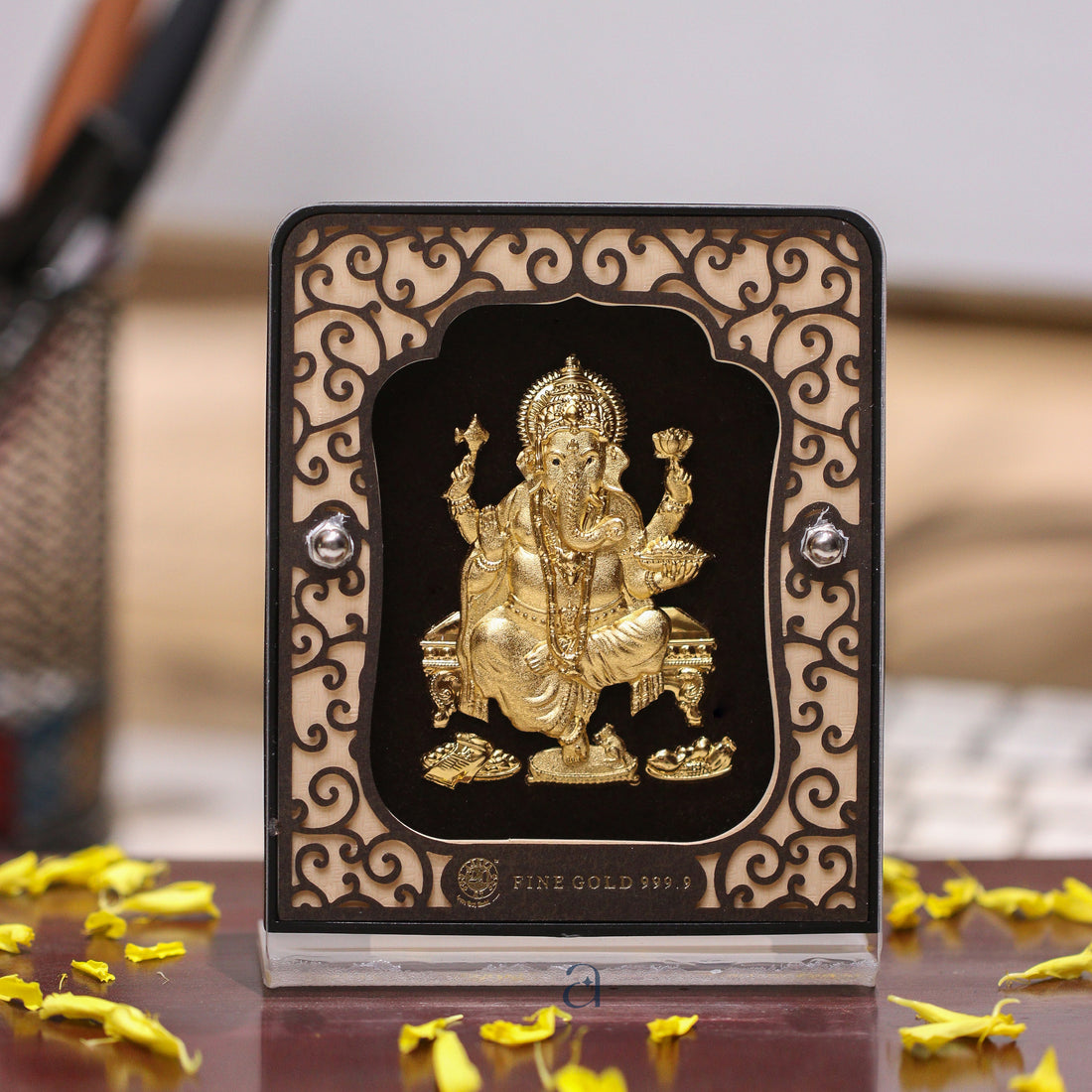 Blessed Gold Ganesh 24K Gold Foil Table Top Frame