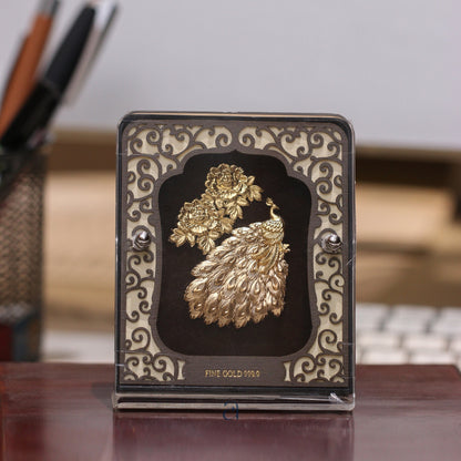 Buy Golden Peacock 24K Gold Foil Table Top Frame Online at Best Price - Aahi Silverware | Ranka Jewellers