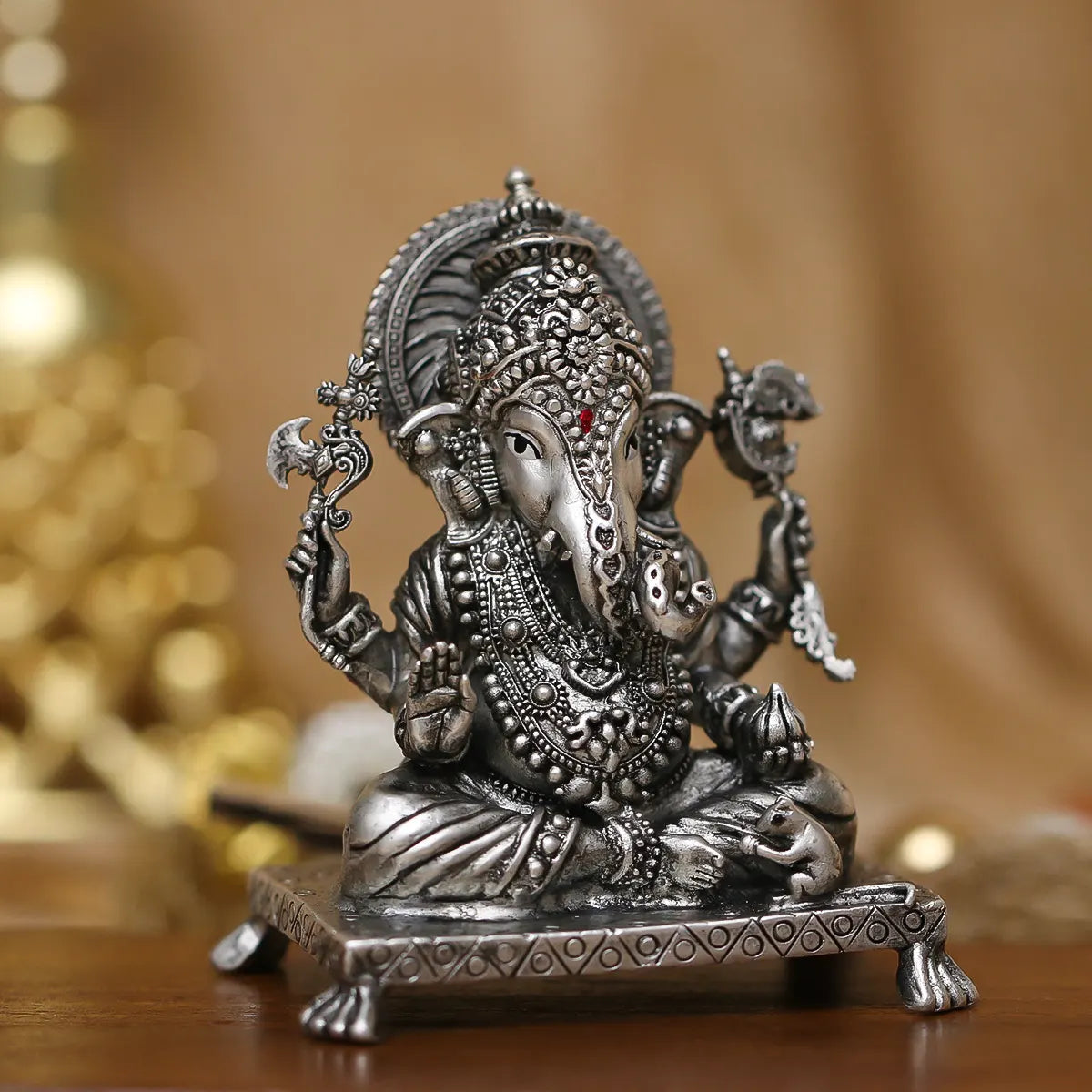 Antique 925 Silver Dagdusheth Ganeshji Idol