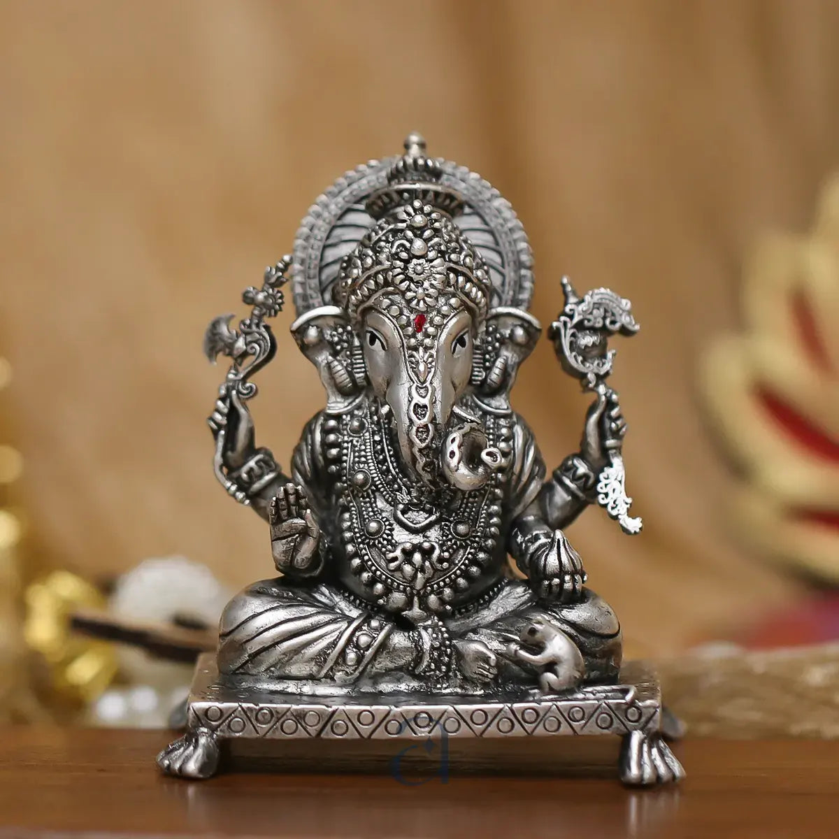 Antique 925 Silver Dagdusheth Ganeshji Idol