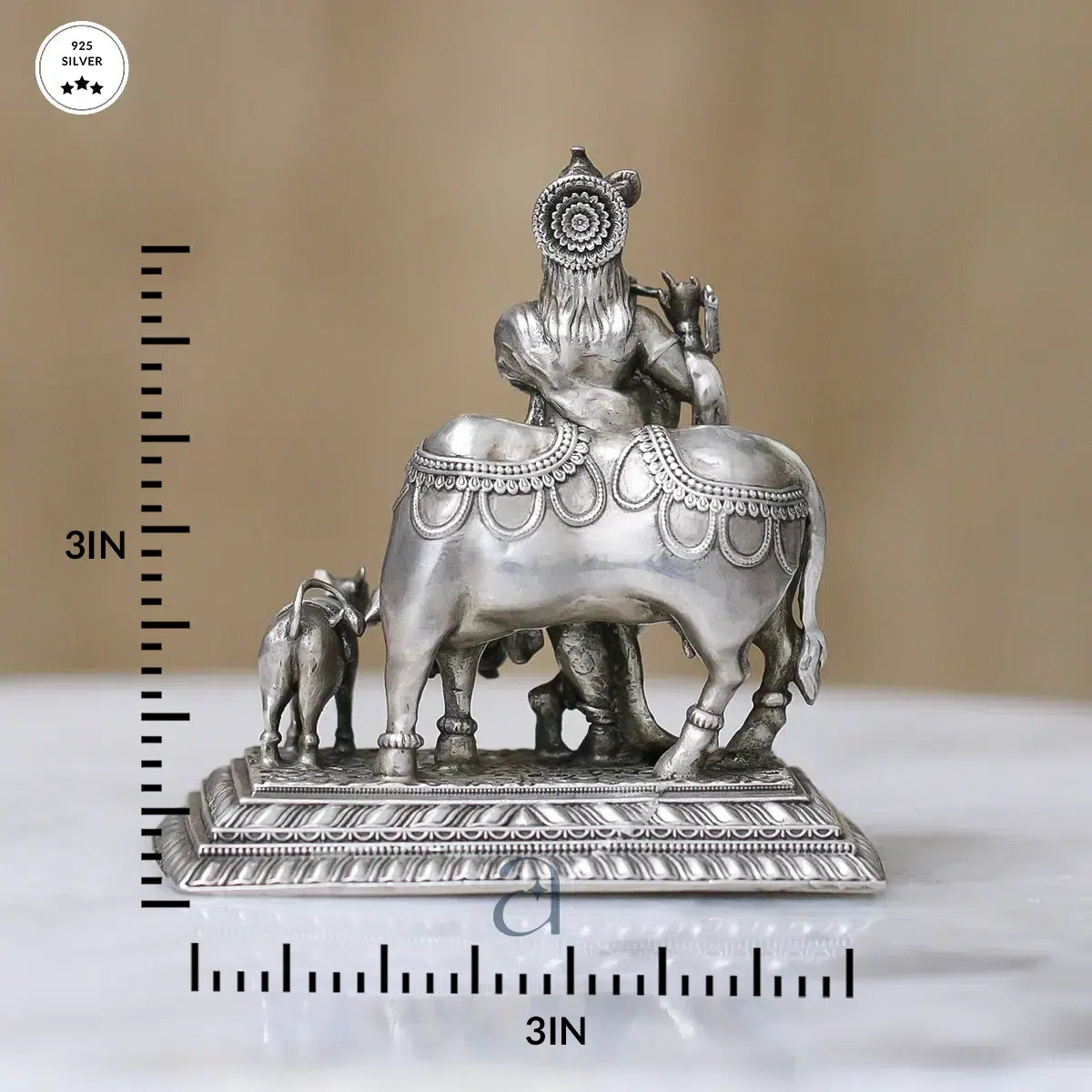 Pastoral Antique 925 Silver Krishna Idol