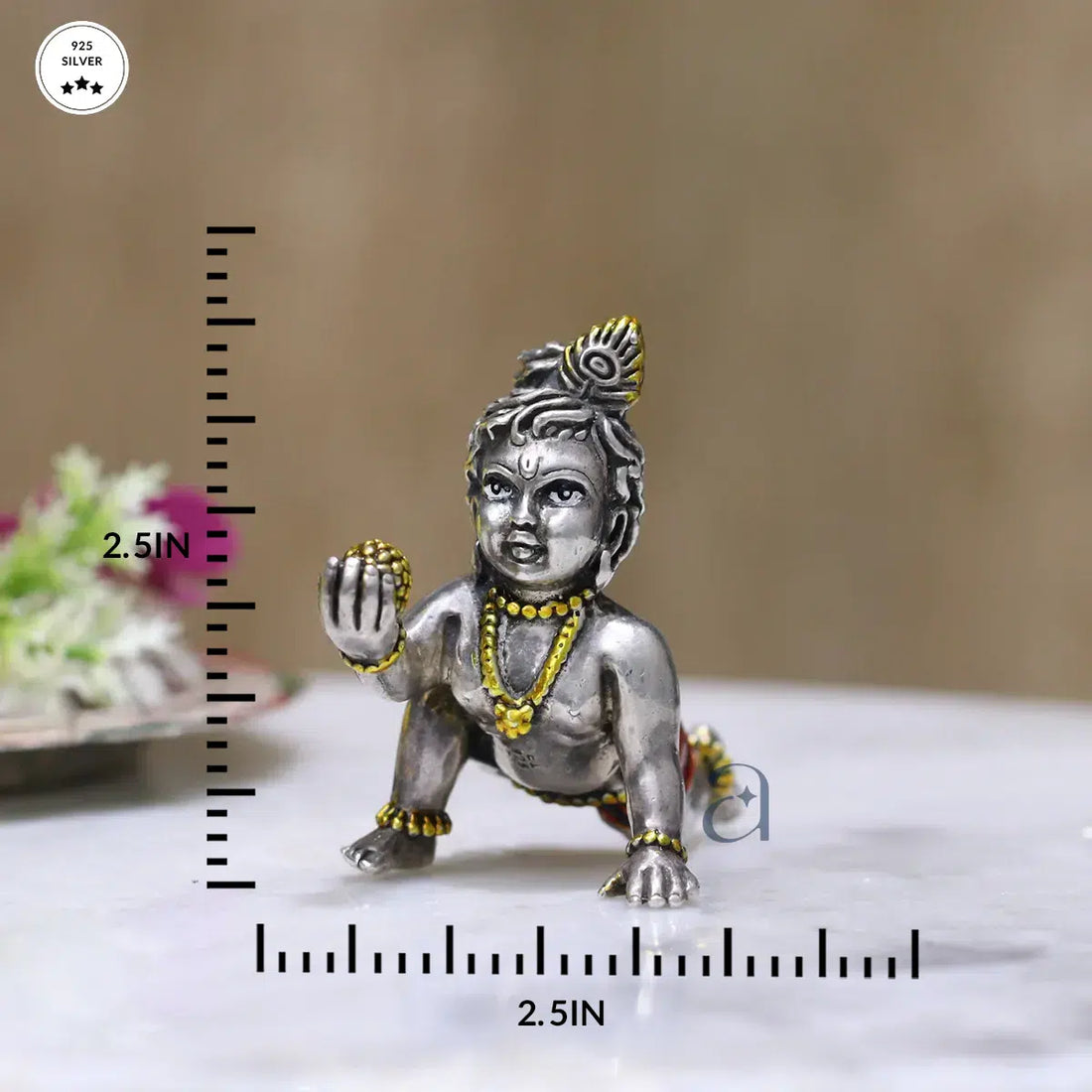 Playful Antique Bal Gopal 925 Idol