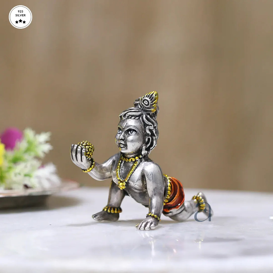 Playful Antique Bal Gopal 925 Idol