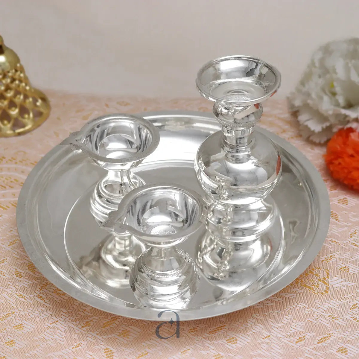 925 Exquisite Silver Pooja Thali