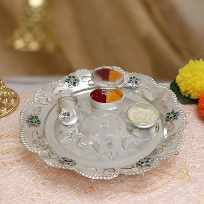 Shubh Labh Silver Pooja Thali