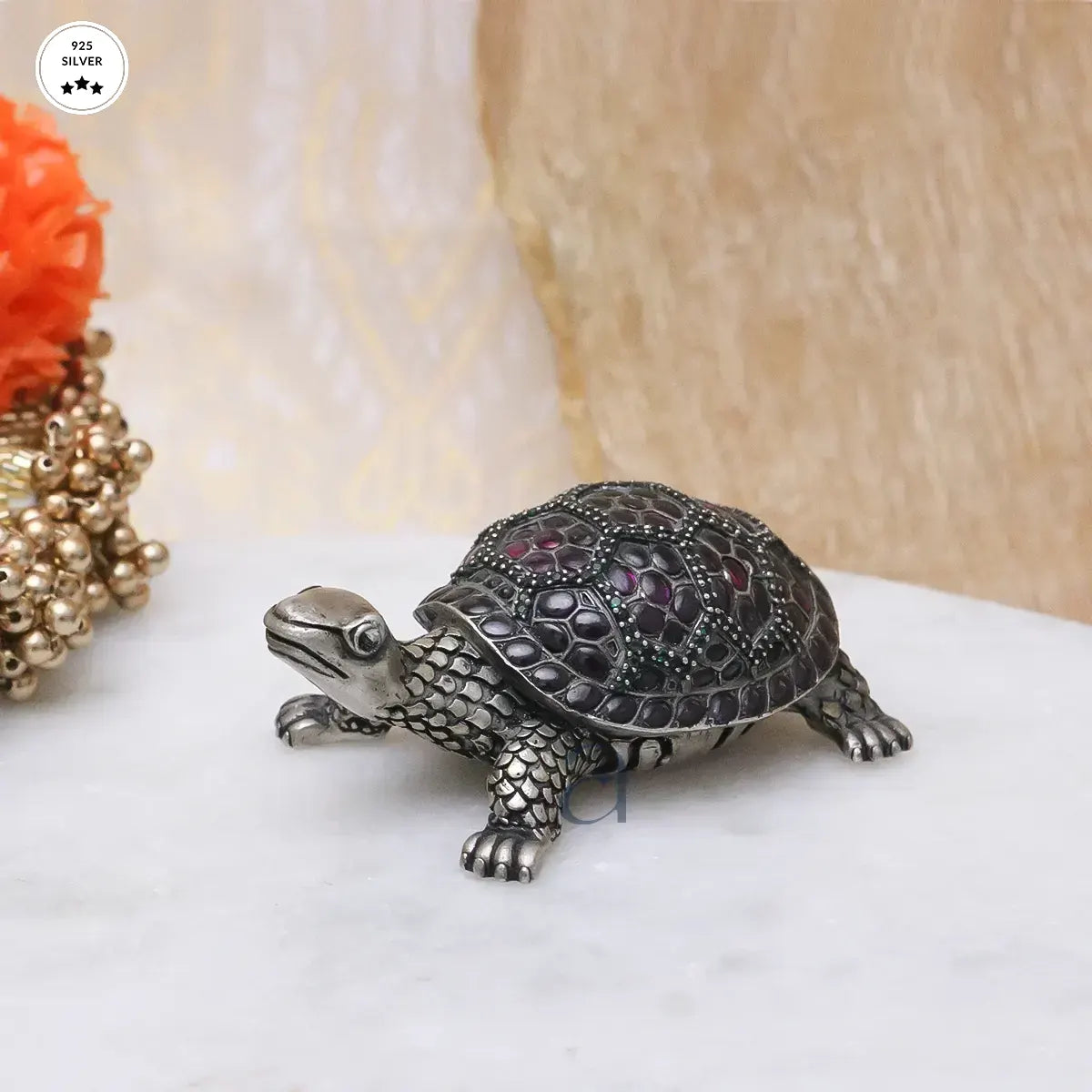 Stone Decorated 925 Silver Tortoise