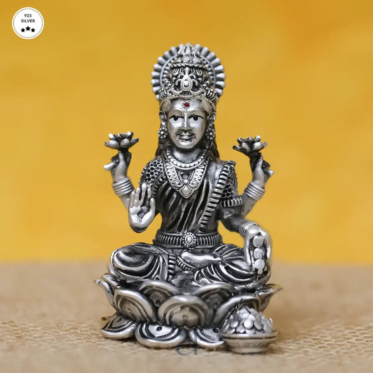 925 Silver Antique Lakshmi Sitted on Lotus