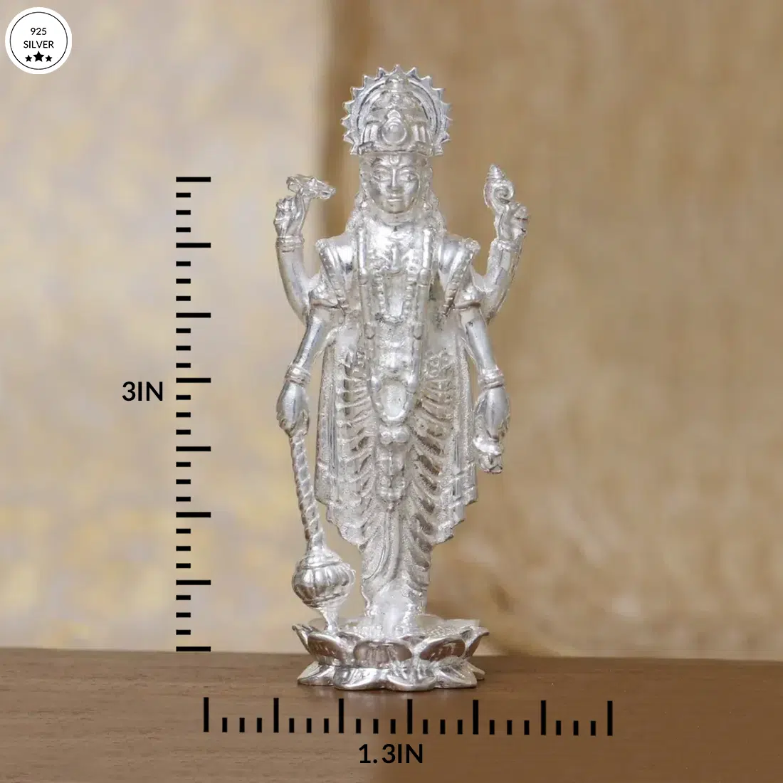 925 Solid Silver Vishnu Idol