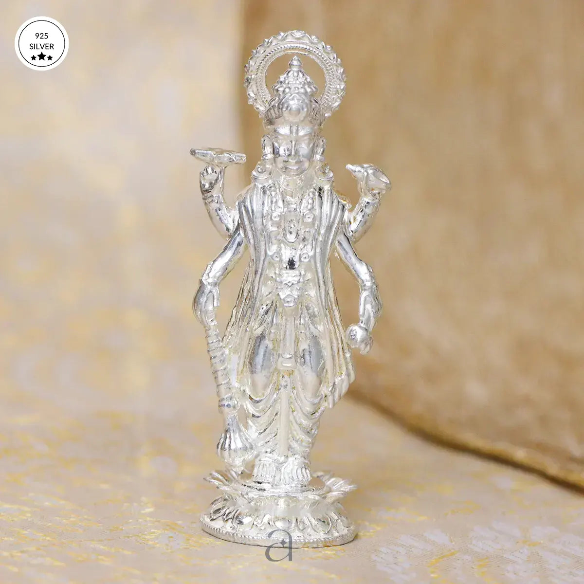 925 Solid Silver Vishnu Idol