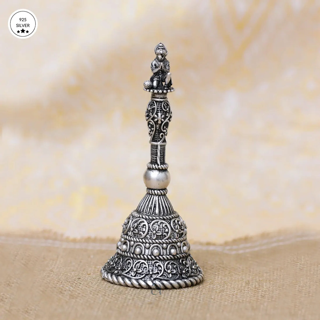 925 Antique Filigree Designed Hanuman Ji Silver Bell