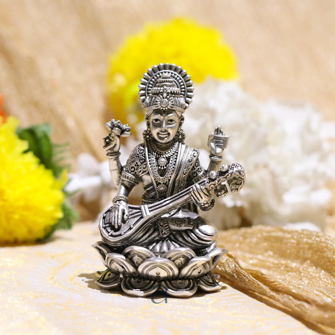 925 Antique Silver Saraswatiji