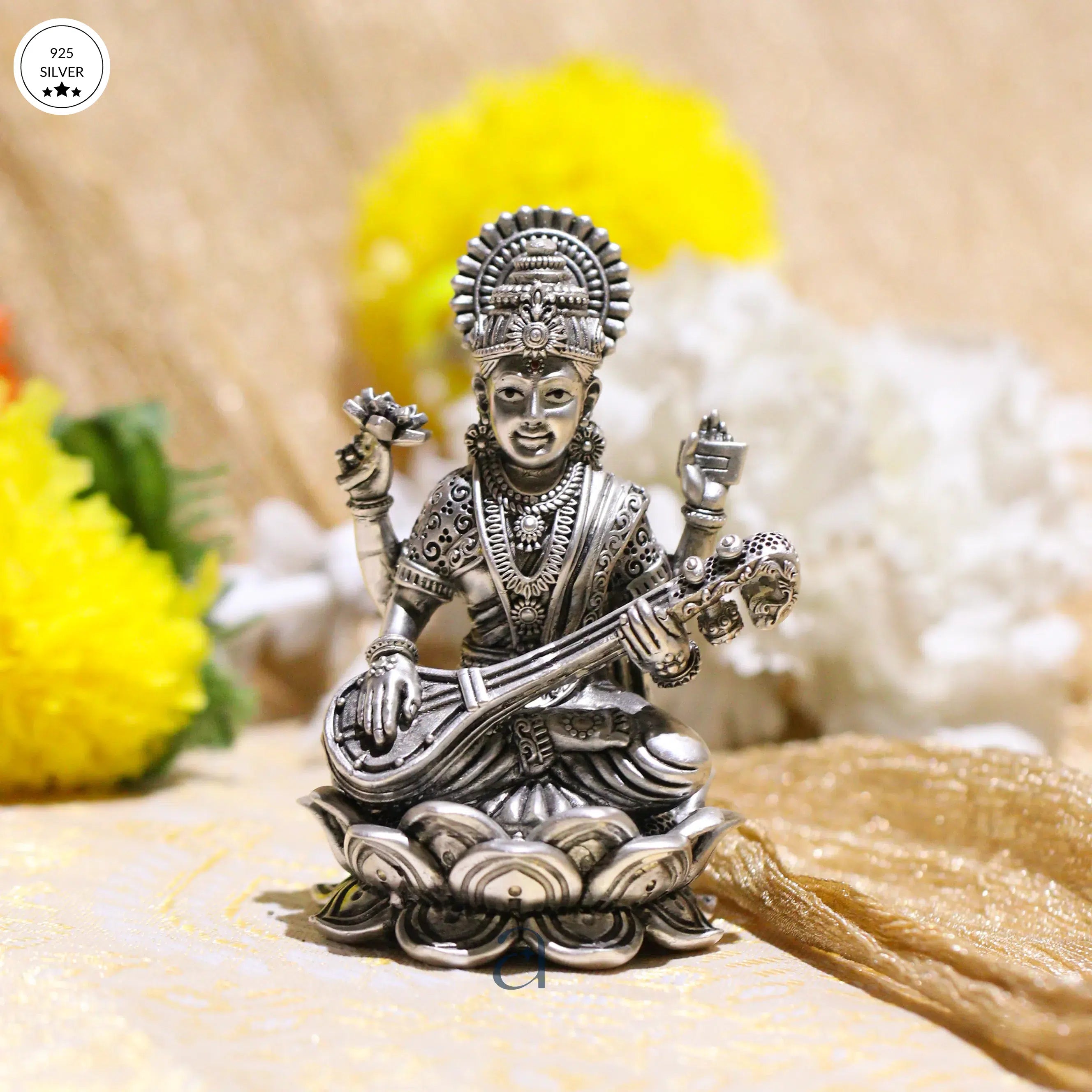 925 Antique Silver Saraswatiji