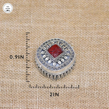 925 Ruby Stoned Antique Silver Dabbi