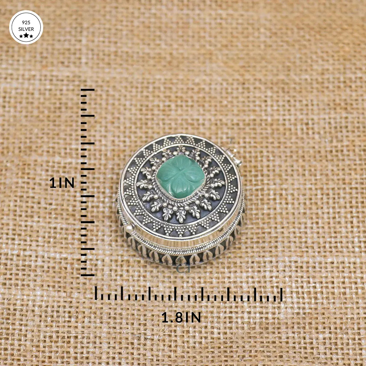 925 Light Jade Green Stoned Antique Silver Dabbi