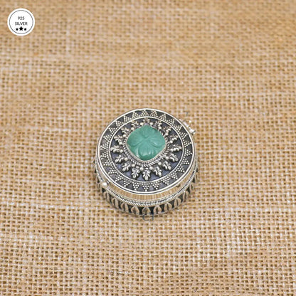 925 Light Jade Green Stoned Antique Silver Dabbi