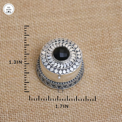 925 Black Stoned Antique Silver Dabbi