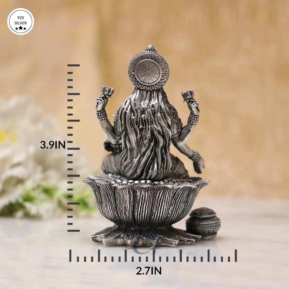 925 Silver Antique Lakshmiji on Lotus