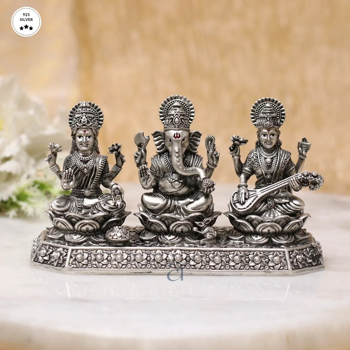 925 Antique Silver Trimurti