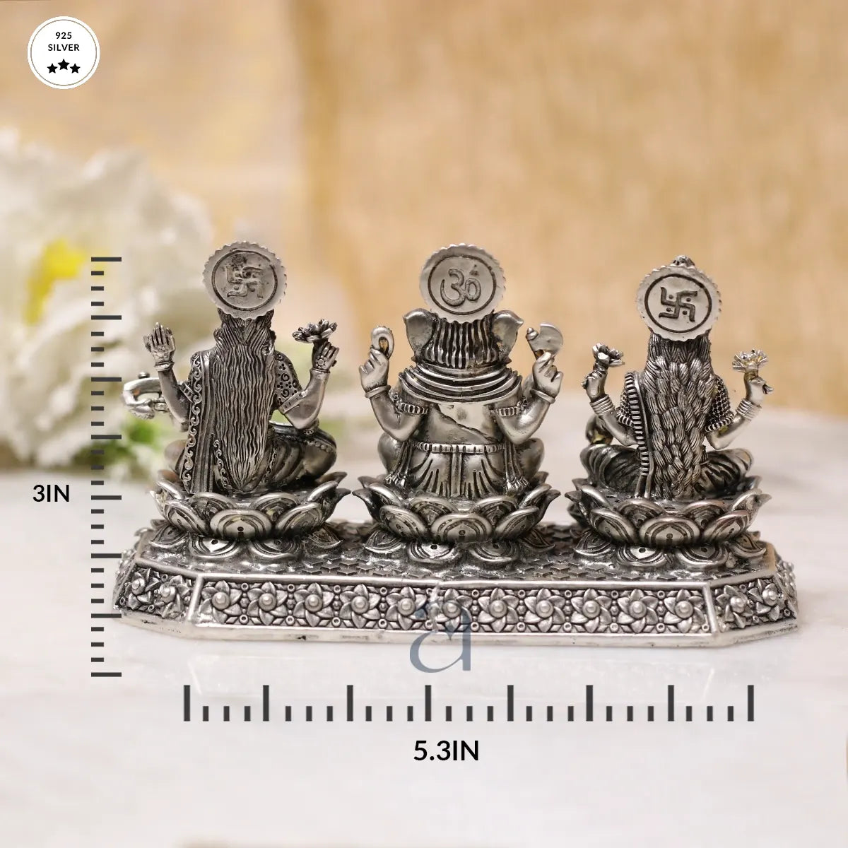 925 Antique Silver Trimurti