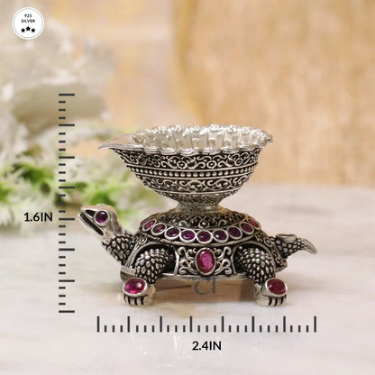 925 Stone Decorated Antique Turtle Silver Niranjan