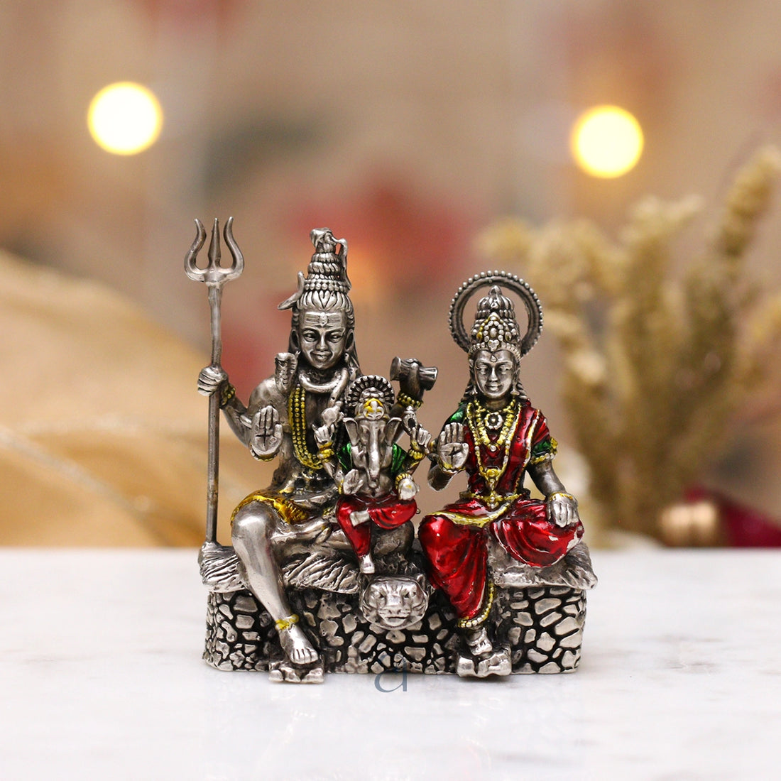 925 Antique Shiv Parivaar Silver Idol