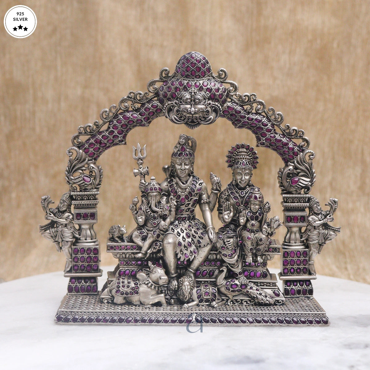 Divine Shiv Parivar with Elegant Purple Stone