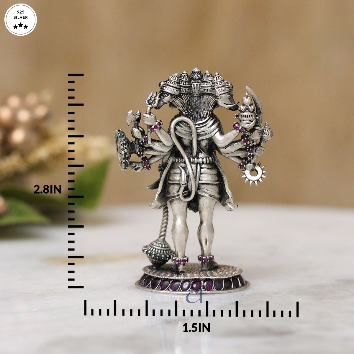 Exquisite Silver Panchmukhi Hanuman Ji Idol