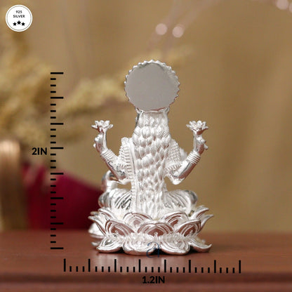 Exquisite Silver Lakshmi Idol on Lotus