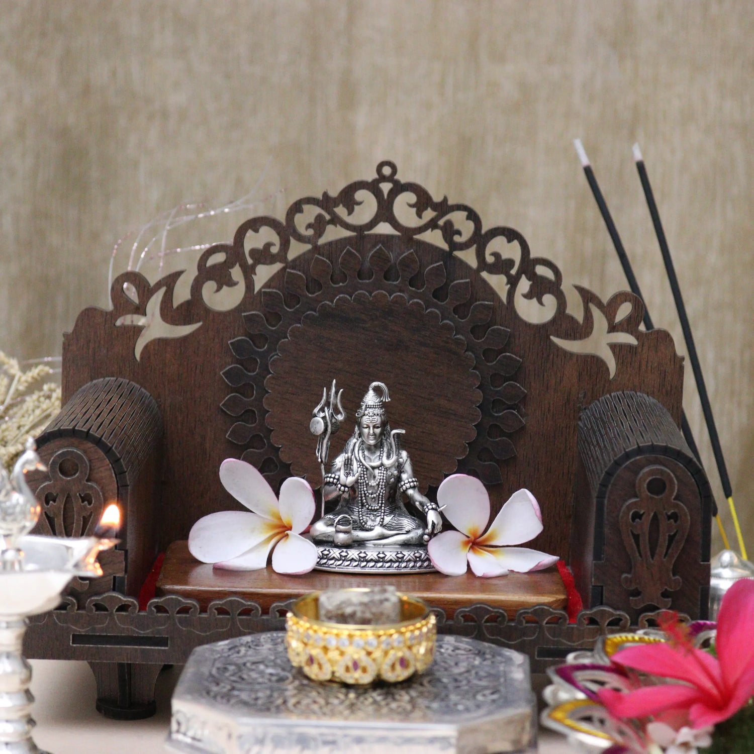 Traditional Silver Shivji Idol for Puja Room