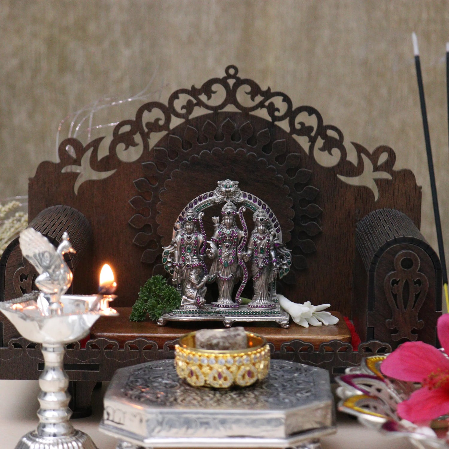 Silver Ram Darbar Idol for Home Altar