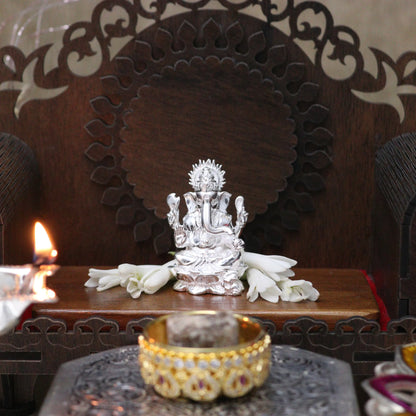 Silver Lord Ganesha for Pooja and Worship