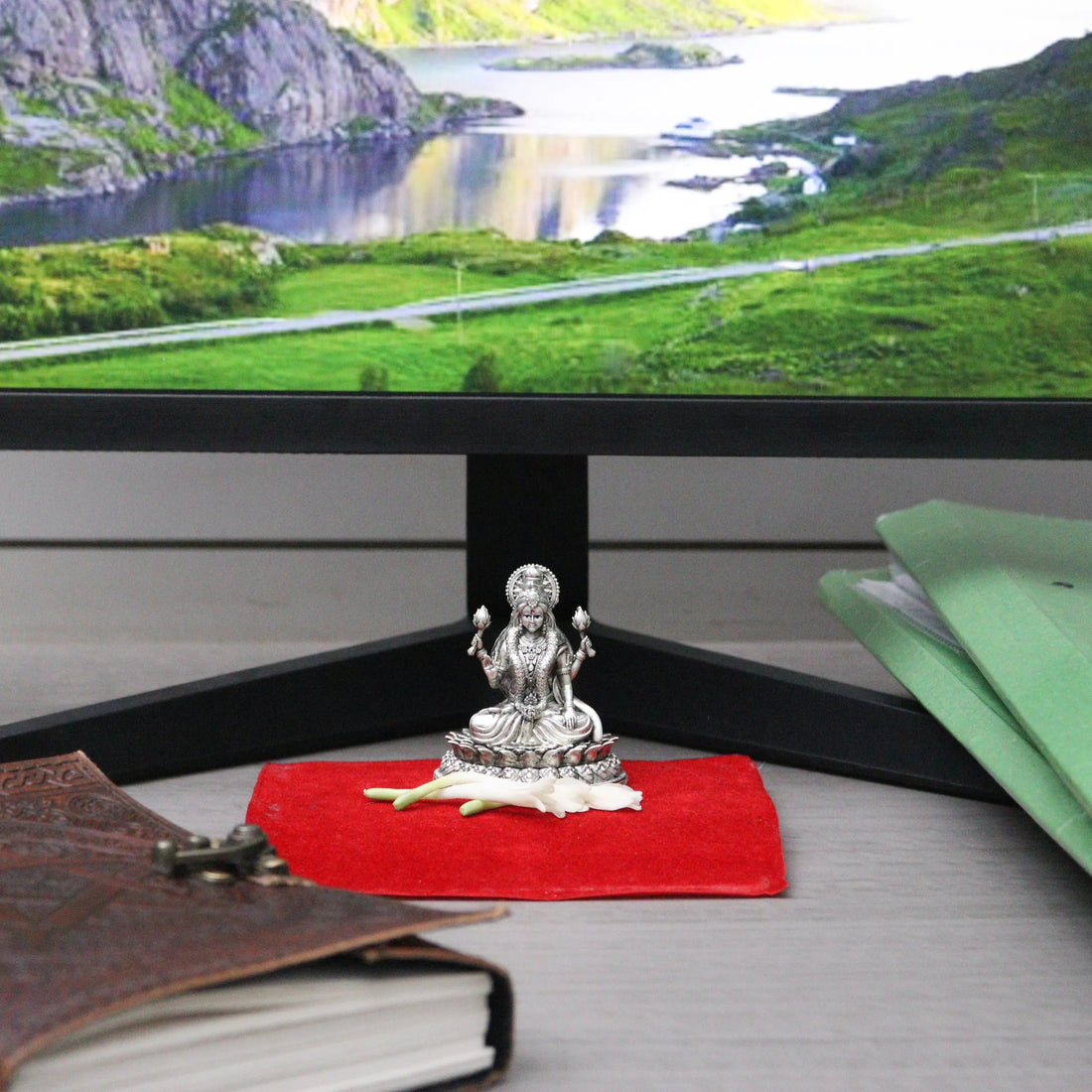 Silver Lakshmi Idol for Office Desk