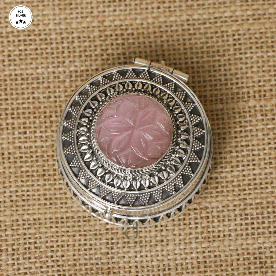 925 Pink Floral Stoned Antique Silver Dabbi