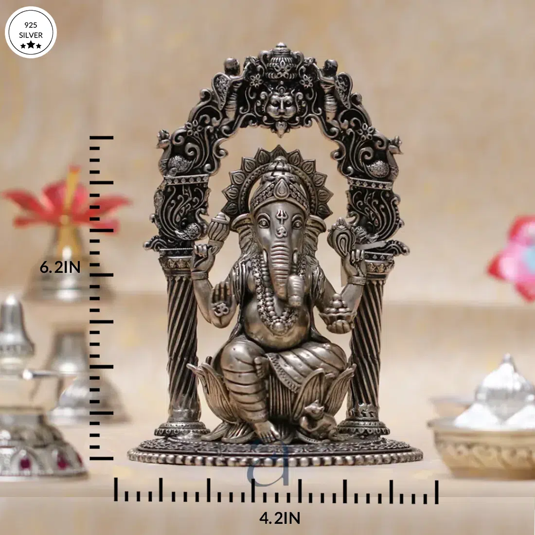 925 Majestic Antique Ganeshji Silver Idol