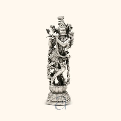 925 Antique Lord Krishna Silver Idol